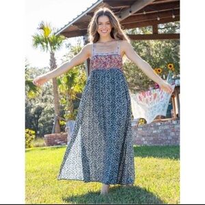 Natural Life Patti Side Slit Maxi Dress Vintage Summer Floral Size Large